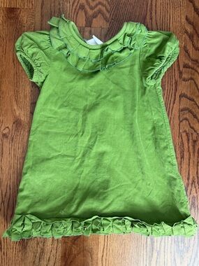 Zuccini Kids Girls Green Ruffle Neck Dress 4t